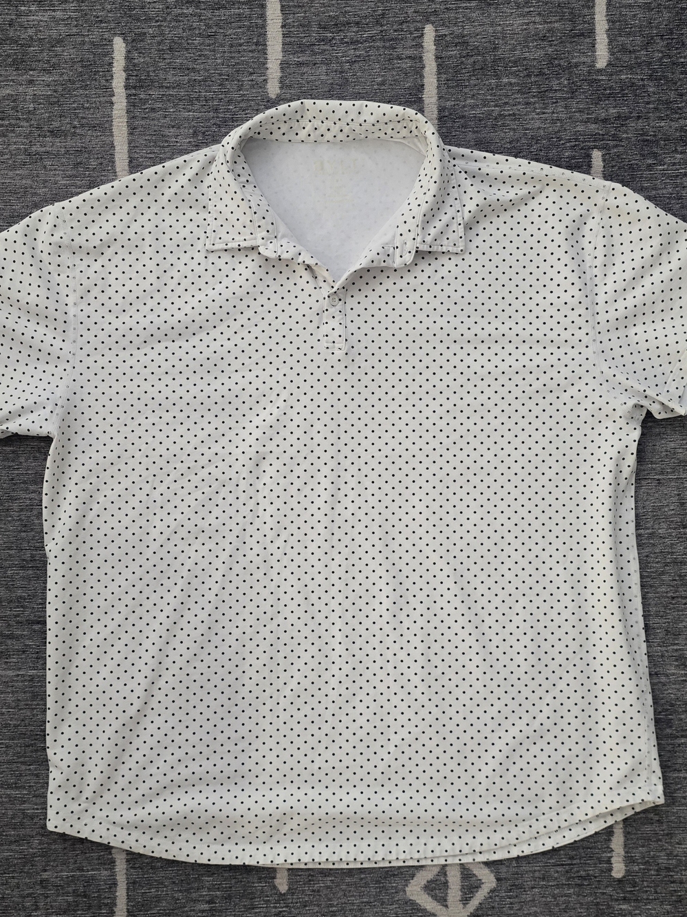 BYLT Basics White Polo with Black Micro Dot Print